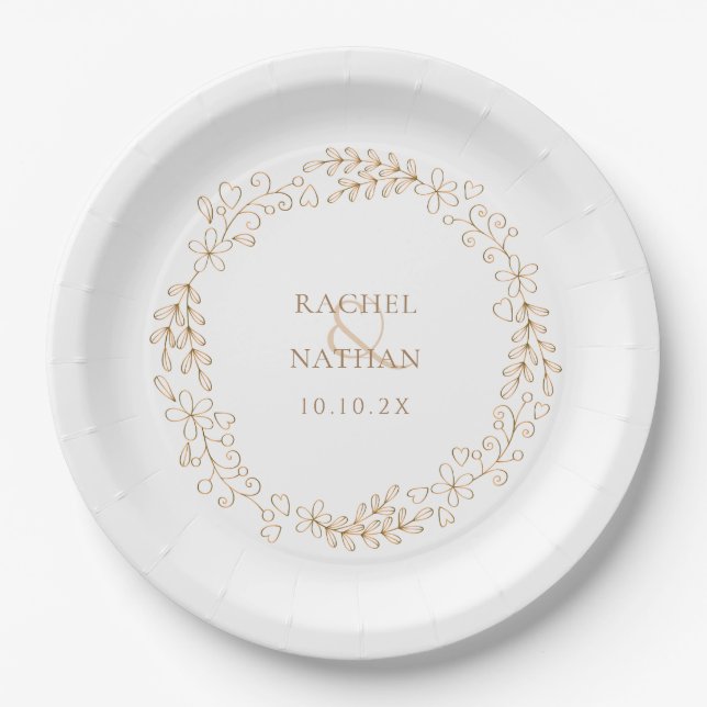 Modern Simple Laurel Garland Paper Plates (Front)