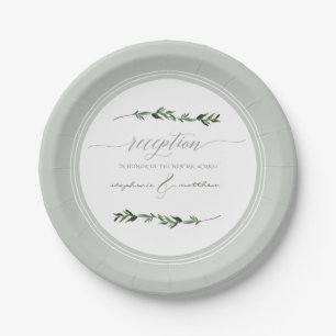 Modern Simple Leaf Foliage Wedding Reception Paper Plates
