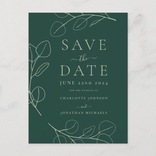 Modern Simple Leaves Wedding Announcement Postcard