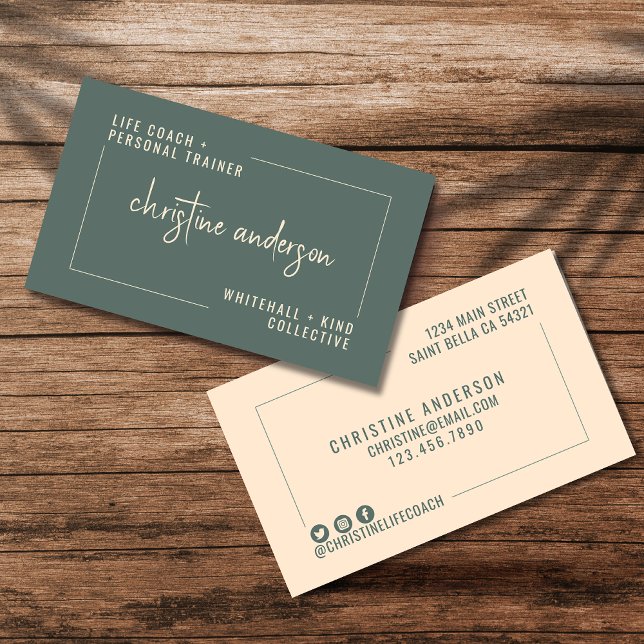 Modern Simple Life Coach Personal Trainer | Green  Business Card (Creator Uploaded)