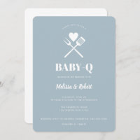 Modern Simple Light Blue BBQ Baby Shower  Invitation