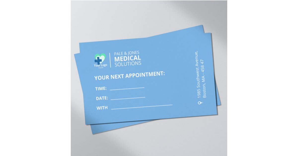 Modern Simple Light Blue Medical Appointment Card | Zazzle