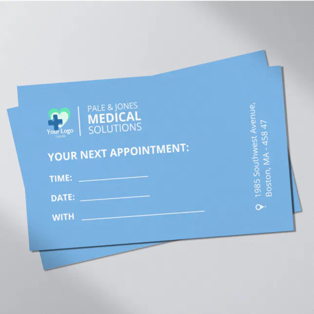 Modern Simple Light Blue Medical Appointment Card | Zazzle