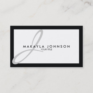 Modern & Simple Light Gray Monogram Professional Business Card
