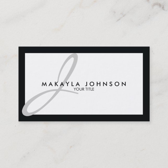 Modern & Simple Light Gray Monogram Professional Business Card (Front)