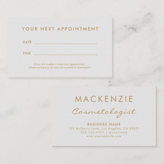 Modern Simple Light Gray Salon Appointment Card (Front/Back)