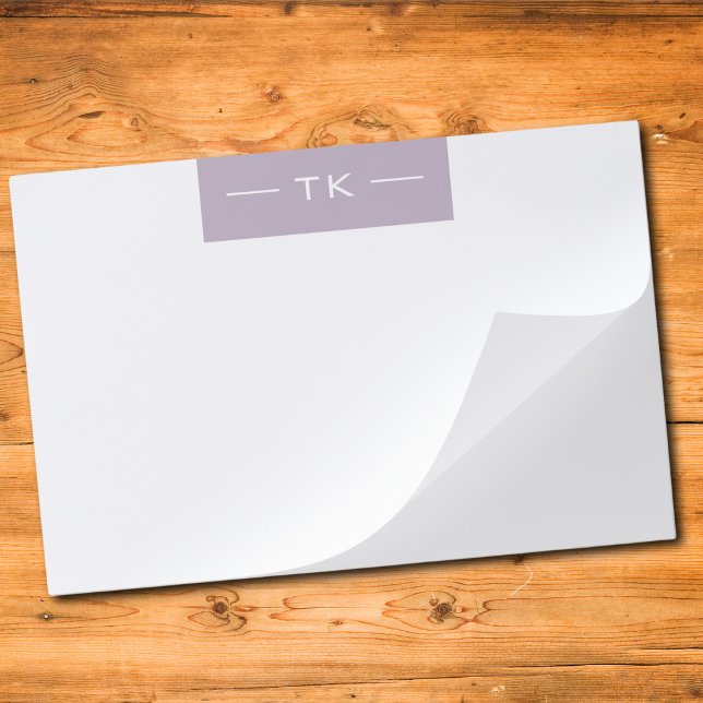 Modern Simple Light Purple Monogram Initials Paper Pad (Creator Uploaded)