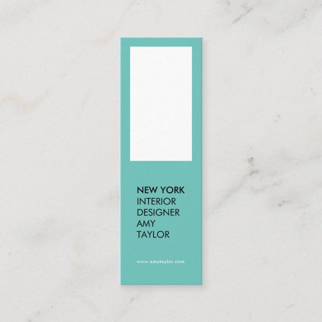 Modern simple light teal elegant minimal designer mini business card (Front)