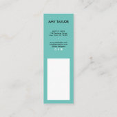 Modern simple light teal elegant minimal designer mini business card (Back)