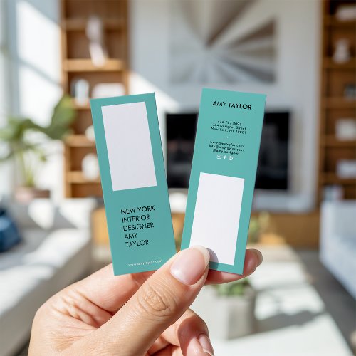 Modern simple light teal elegant minimal designer mini business card