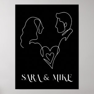 Modern Simple Line Art Black and white ,boho chic Poster