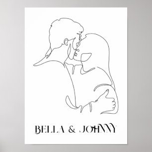 Modern Simple Line Art Black and white ,boho chic Poster