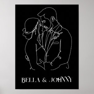 Modern Simple Line Art Black and white ,boho chic Poster