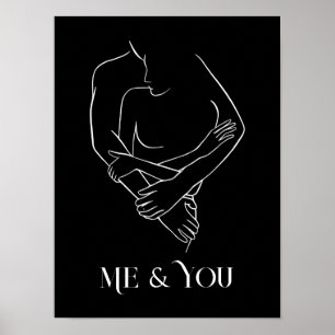 Modern Simple Line Art Black and white ,boho chic Poster