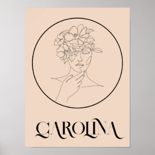 Modern Simple Line Art Black & White , Boho Chic Poster