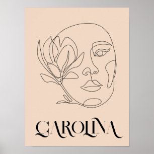 Modern Simple Line Art Black & White , Boho Chic Poster