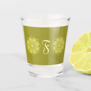 Modern Simple line stripes floral monogram name Shot Glass