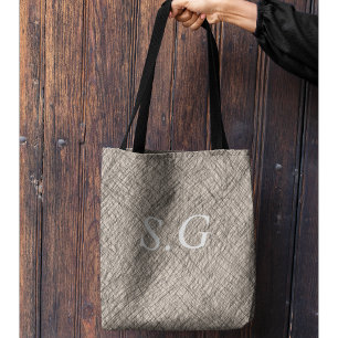 Modern simple lines monogrammed  tote bag