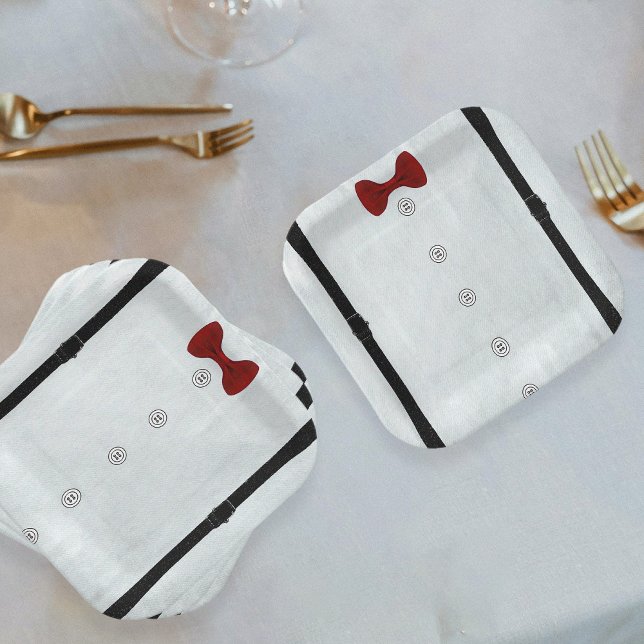 Modern Simple Little Gentleman Baby Shower Cute Paper Plates (Creator Uploaded)