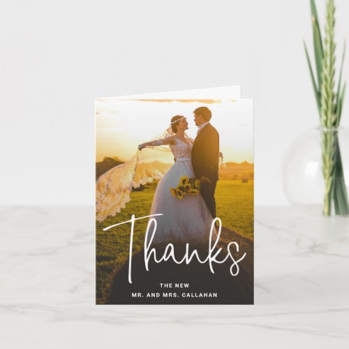 Modern Simple Love and Thanks Photo Wedding Thank You Card