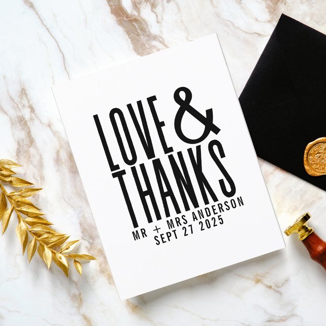 Modern Simple Love and Thanks Thank You Wedding Postcard (Creator Uploaded)
