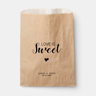 Modern Simple Love is Sweet Heart Wedding Treat Favor Bag