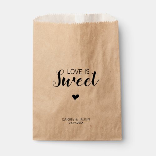Modern Simple Love is Sweet Heart Wedding Treat Favor Bag