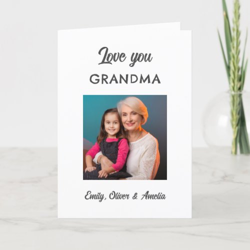 Modern Simple Love you Grandma Photo Holiday Card