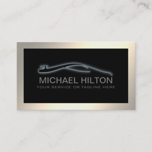 Modern simple luxury powerful car outline gold business card