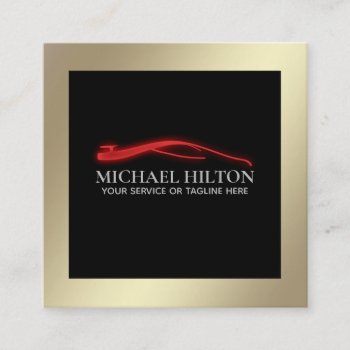 Modern Simple Luxury Powerful Red Car Outline Logo Square Business Card by Makidzona at Zazzle