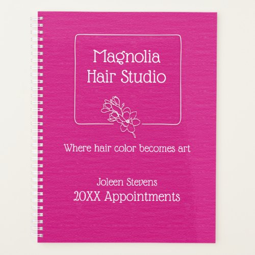 Modern Simple  Magenta Magnolia Logo Hair Studio Planner