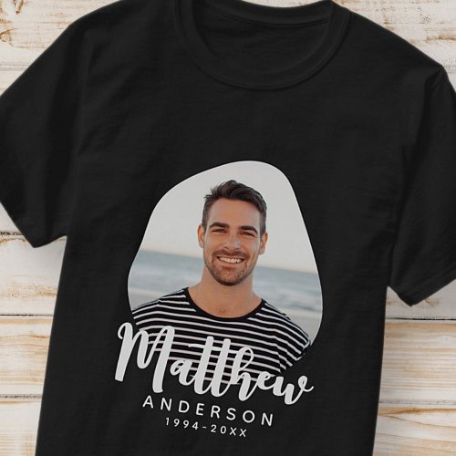 Modern Simple Memorial Custom Photo and Name T_Shirt