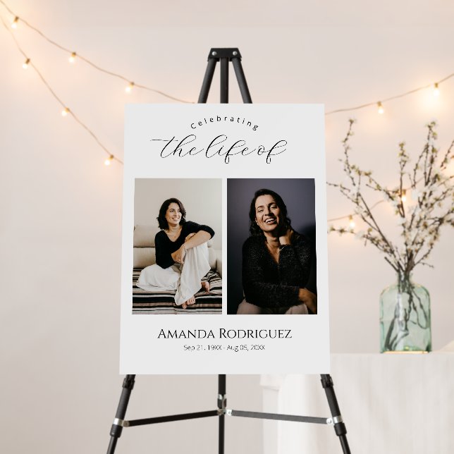 Modern Simple Memorial Funeral Photo Welcome Sign (In Situ (Stand))
