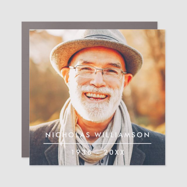 Modern Simple Memorial Remembrance Custom Photo Car Magnet (Front)