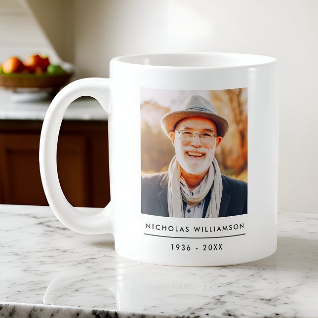 Modern Simple Memorial Remembrance Custom Photo Coffee Mug (Creator Uploaded)