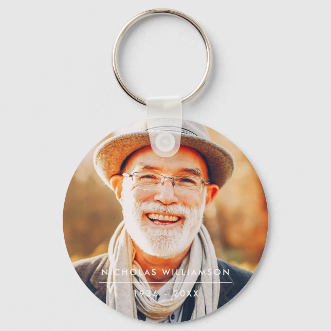 Modern Simple Memorial Remembrance Custom Photo Keychain (Front)