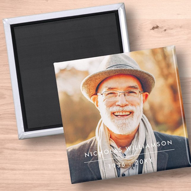 Modern Simple Memorial Remembrance Custom Photo  Magnet (Creator Uploaded)