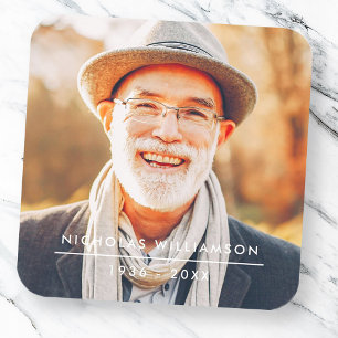 Modern Simple Memorial Remembrance Custom Photo Square Sticker