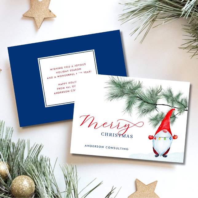 Modern Simple Merry Christmas Gnome Business Holiday Card (Creator Uploaded)