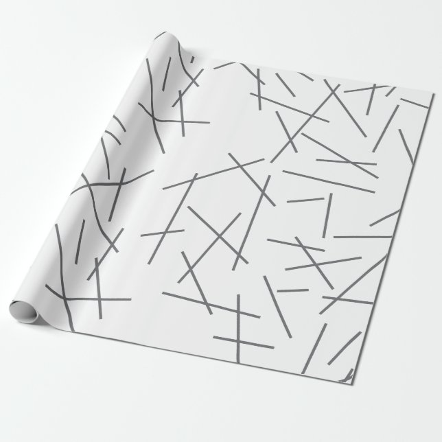 Modern, simple, messy, trendy graphic line pattern wrapping paper (Unrolled)