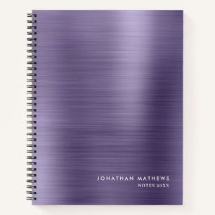 Modern Simple Metallic Brushed Midnight Purple Notebook