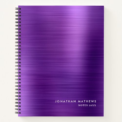 Modern Simple Metallic Brushed Purple Notebook