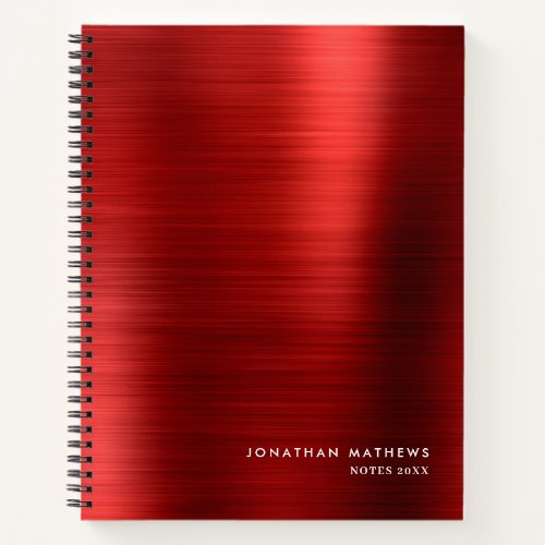 Modern Simple Metallic Brushed Red Notebook