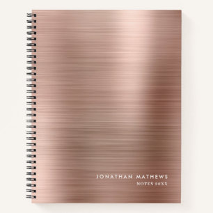 Modern Simple Metallic Brushed Rose Gold Notebook