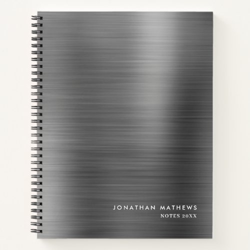 Modern Simple Metallic Brushed Silver Gray Notebook