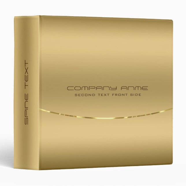 Modern Simple Metallic Gold Background 3 Ring Binder (Front/Spine)