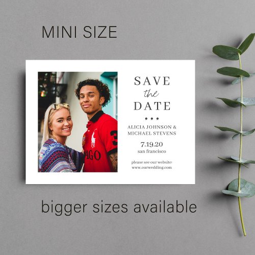 Modern simple MINI SIZE photo wedding save date Note Card