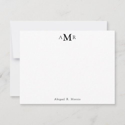 Modern Simple MInimal 3 Monogram Initial Business  Note Card