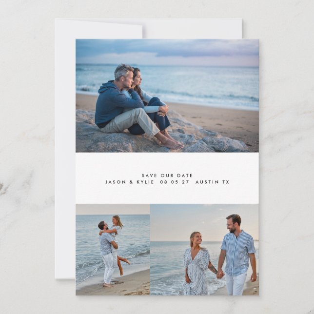 modern simple minimal 4 collage photo  save the date (Front)