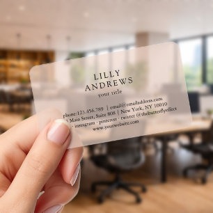 Modern Simple Minimal Beige Transparent Clear Business Cards